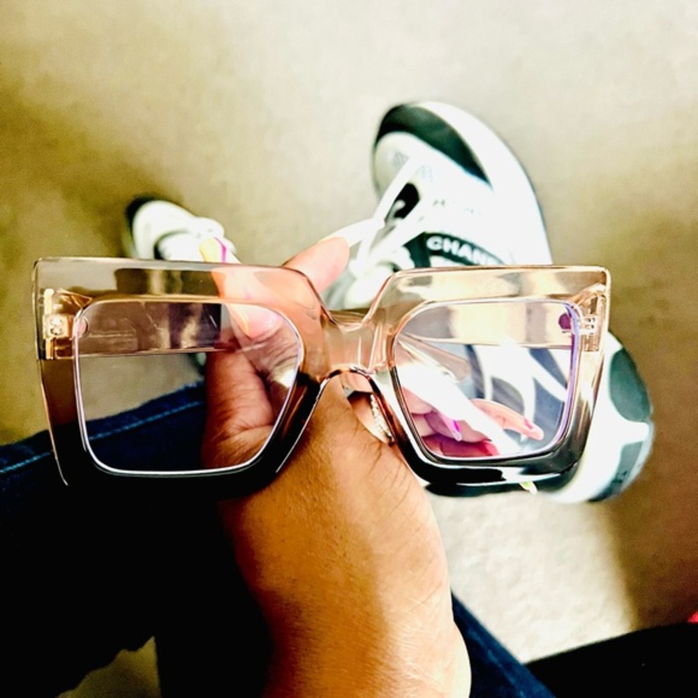 •Foxy Brown• Clear Lens Transparent Brown Ombré Eyewear